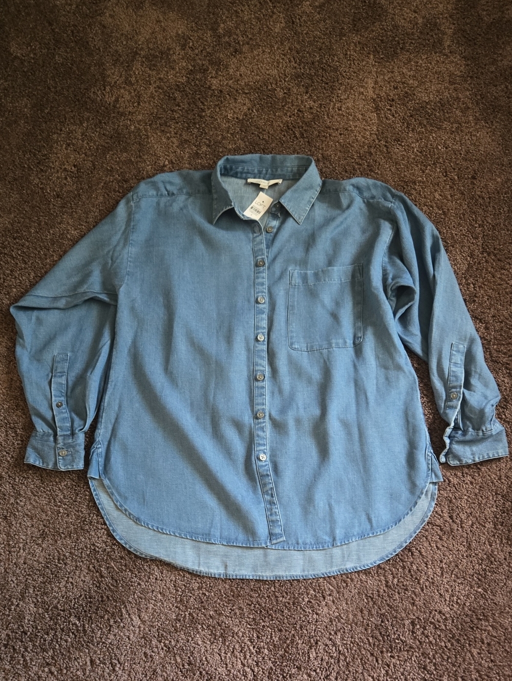 NEW Ann Taylor Loft Blue Chambray Denim Tunic Top S